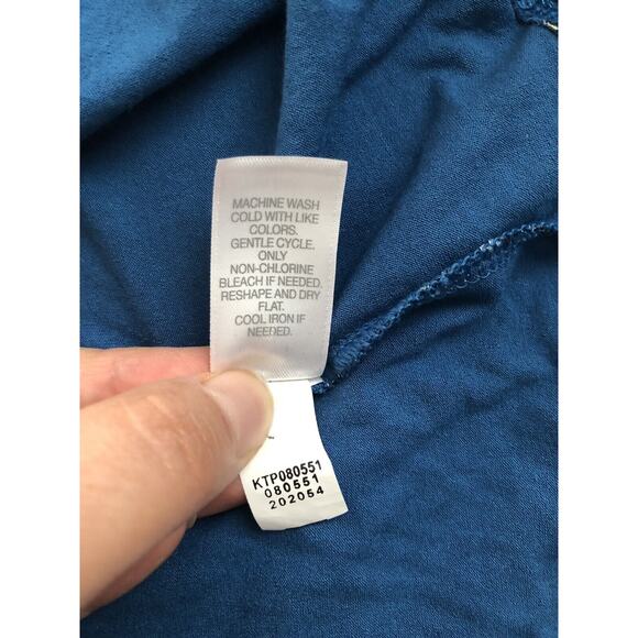 J.Jill Wearever Collection Blue Floral Shirt Size Medium Women's Short Sleeve - Picture 9 of 9